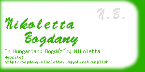 nikoletta bogdany business card